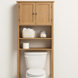 Over The Toilet Storage Organizer with Shelves and Cabinet