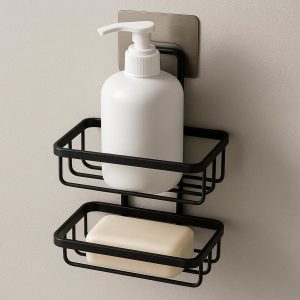 Adhesive Wall Mounted Shampoo and Soap Holder